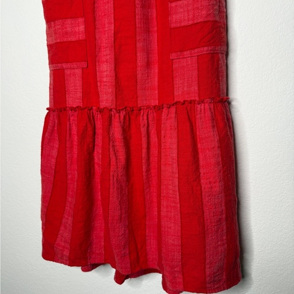 Maeve Anthropologie Tonal Stripe Midi Dress Red Cotton Blend Size S - Picture 3 of 7
